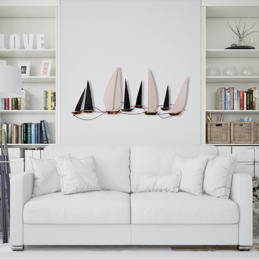 Decoración de pared 52x117 cm barcos de vela metal