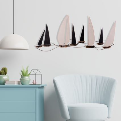 Decoración de pared 52x117 cm barcos de vela metal