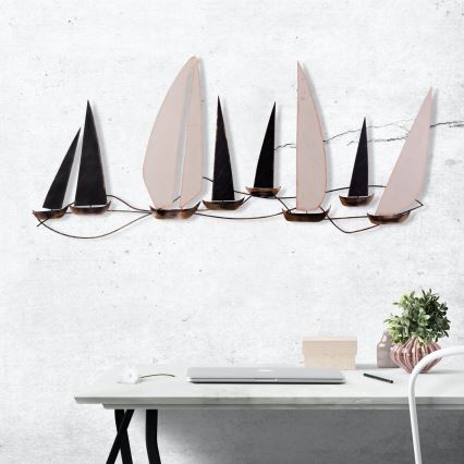 Decoración de pared 52x117 cm barcos de vela metal