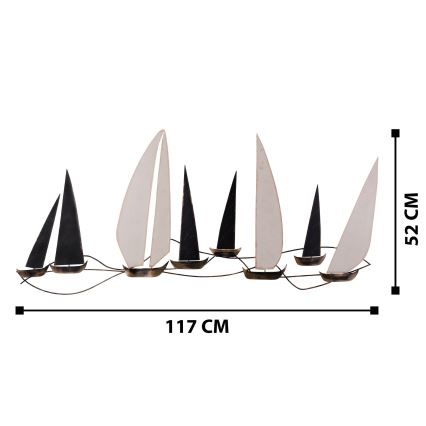 Decoración de pared 52x117 cm barcos de vela metal
