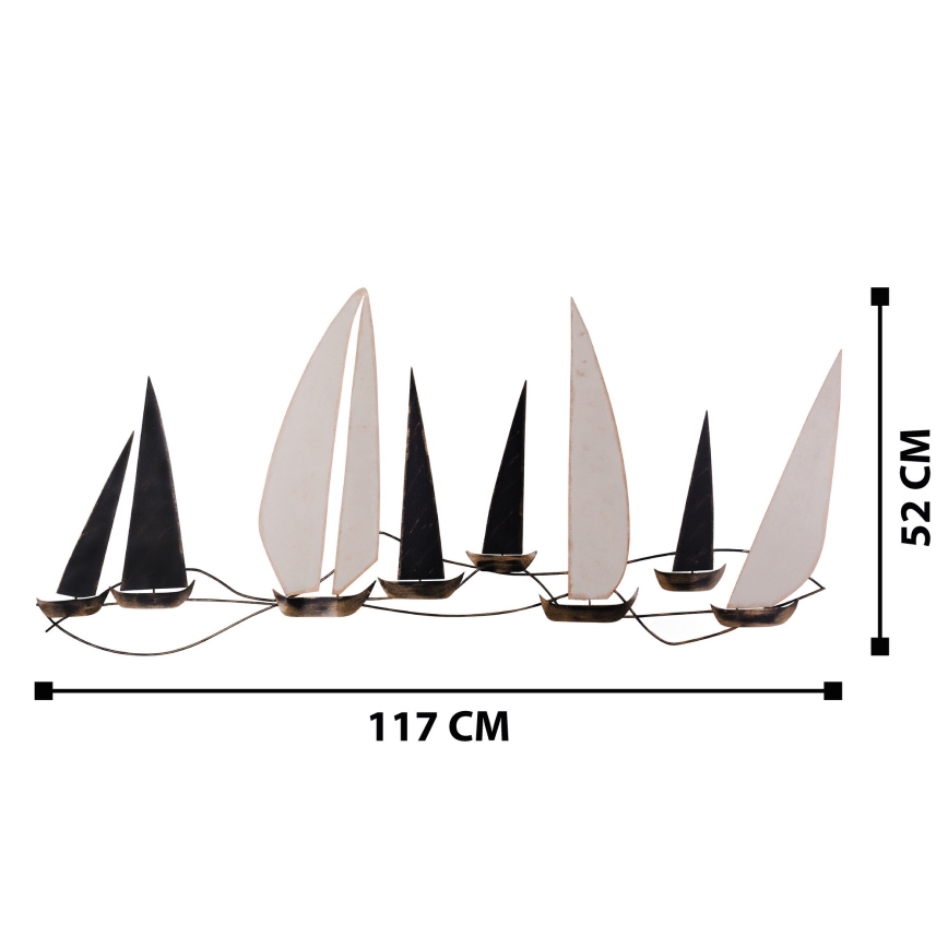 Decoración de pared 52x117 cm barcos de vela metal