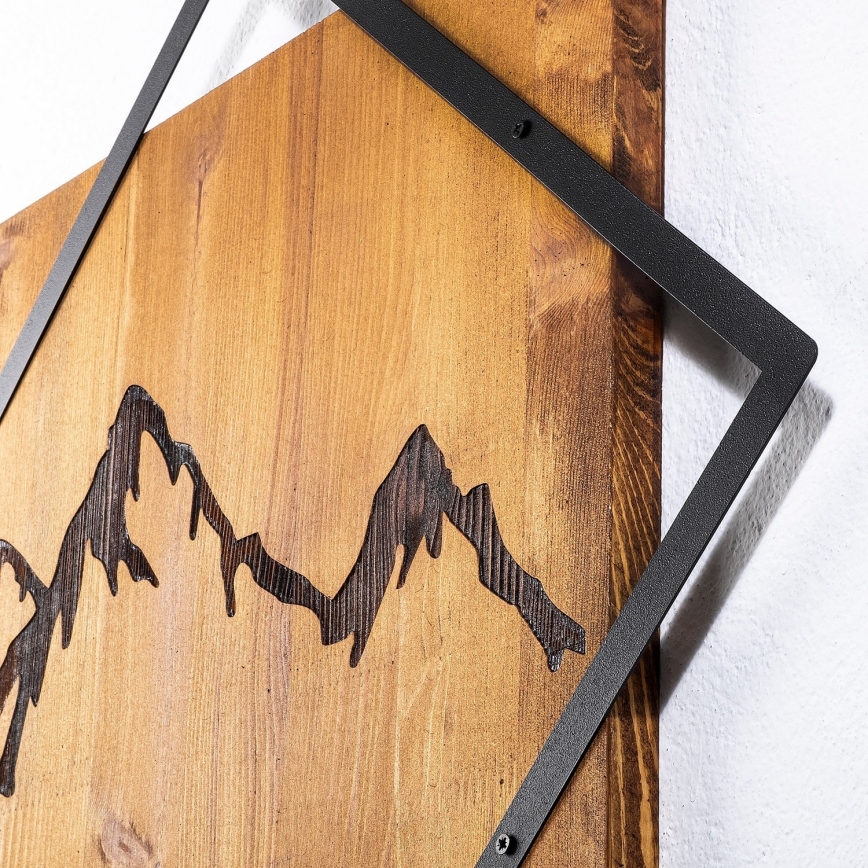 Decoración de pared 54x54 cm montañas madera/metal