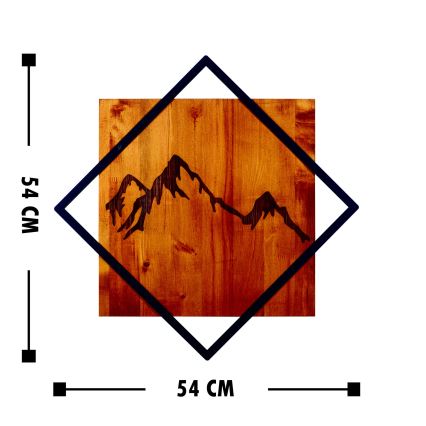 Decoración de pared 54x54 cm montañas madera/metal
