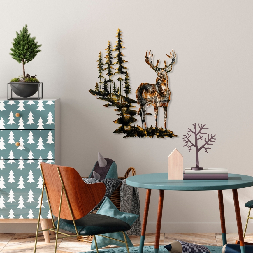 Decoración de pared 65x79 cm ciervo metal