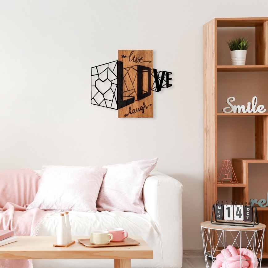 Decoración de pared 68x58 cm love madera/metal