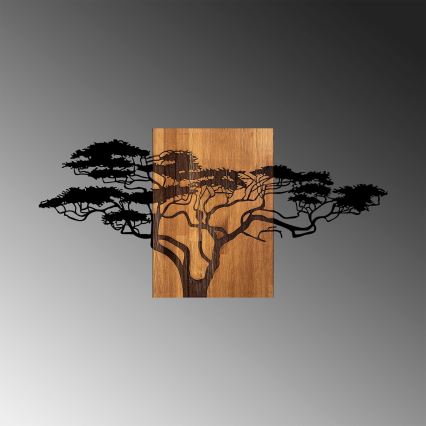Decoración de pared 70x144 cm árbol de madera/metal