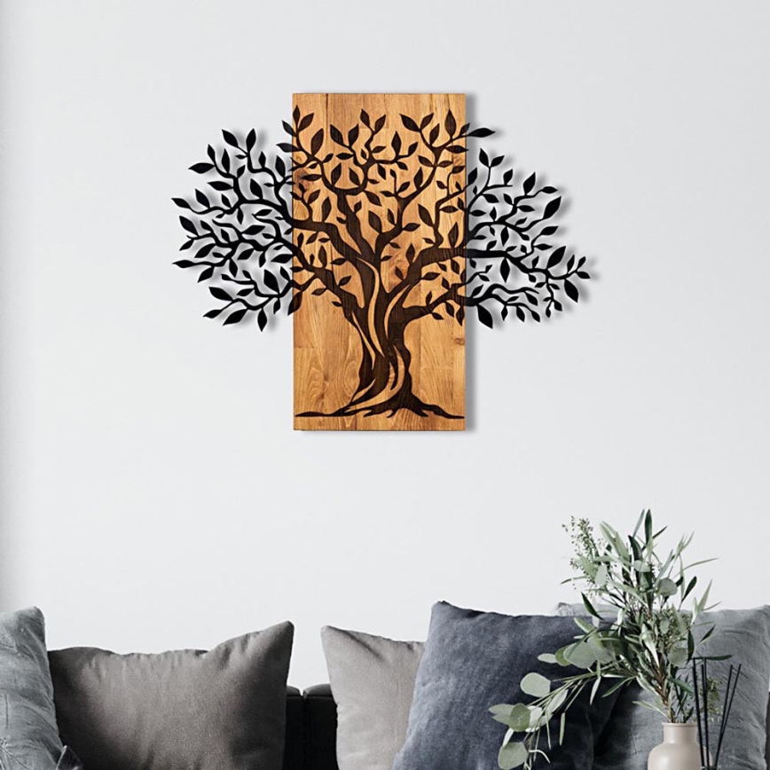 Decoración de pared 72x58 cm árbol madera/metal