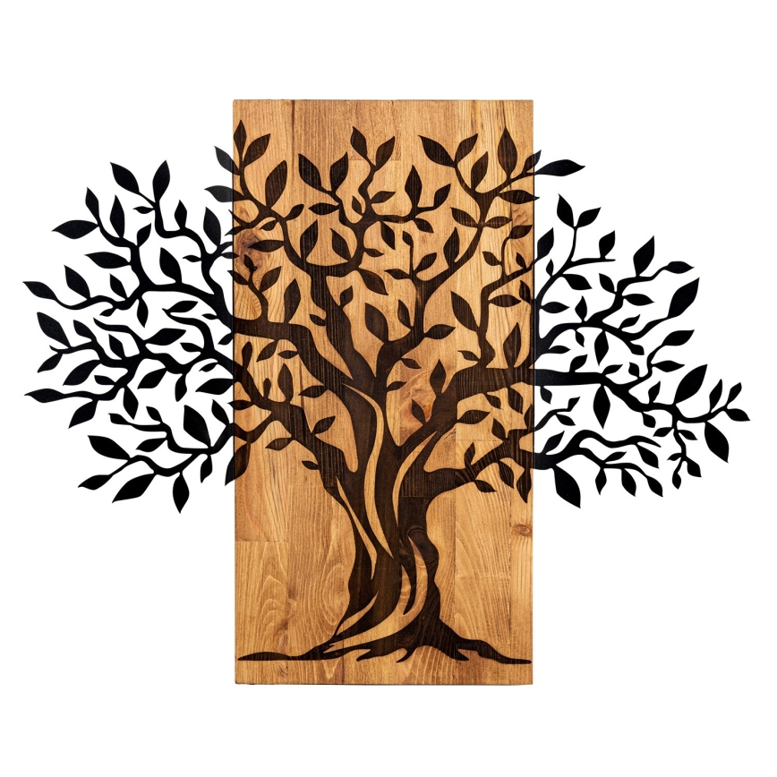 Decoración de pared 72x58 cm árbol madera/metal