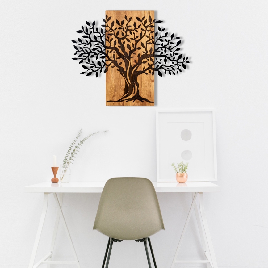 Decoración de pared 72x58 cm árbol madera/metal