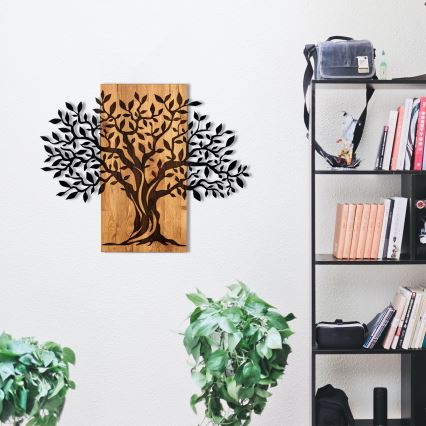 Decoración de pared 72x58 cm árbol madera/metal