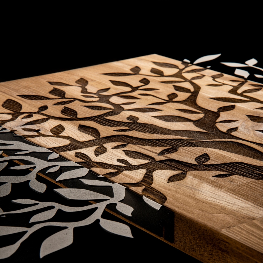 Decoración de pared 72x58 cm árbol madera/metal