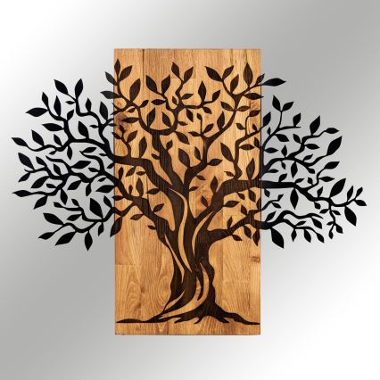 Decoración de pared 72x58 cm árbol madera/metal
