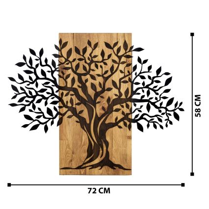 Decoración de pared 72x58 cm árbol madera/metal