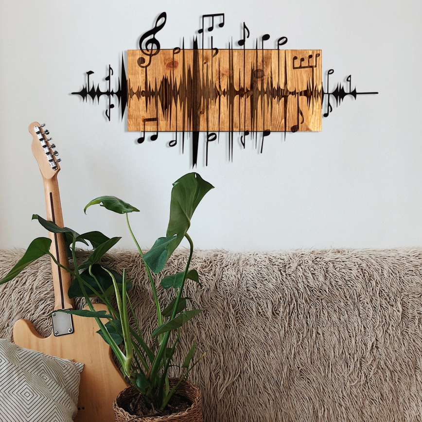 Decoración de pared 90x47 cm Notas madera/metal