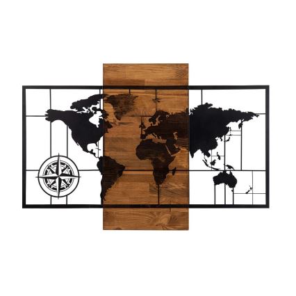 Decoración mural 58x85 cm mapa madera/metal