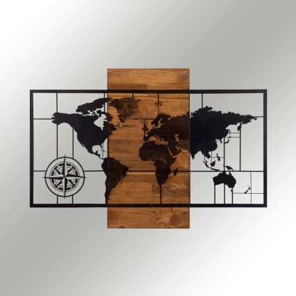 Decoración mural 58x85 cm mapa madera/metal