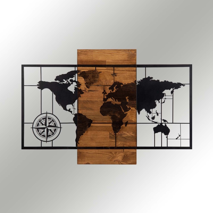 Decoración mural 58x85 cm mapa madera/metal