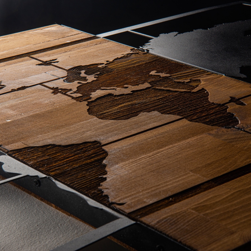 Decoración mural 58x85 cm mapa madera/metal