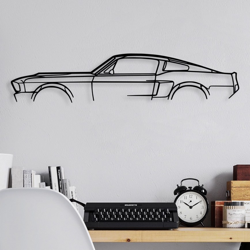 Decoración mural 70x15 cm coche metal