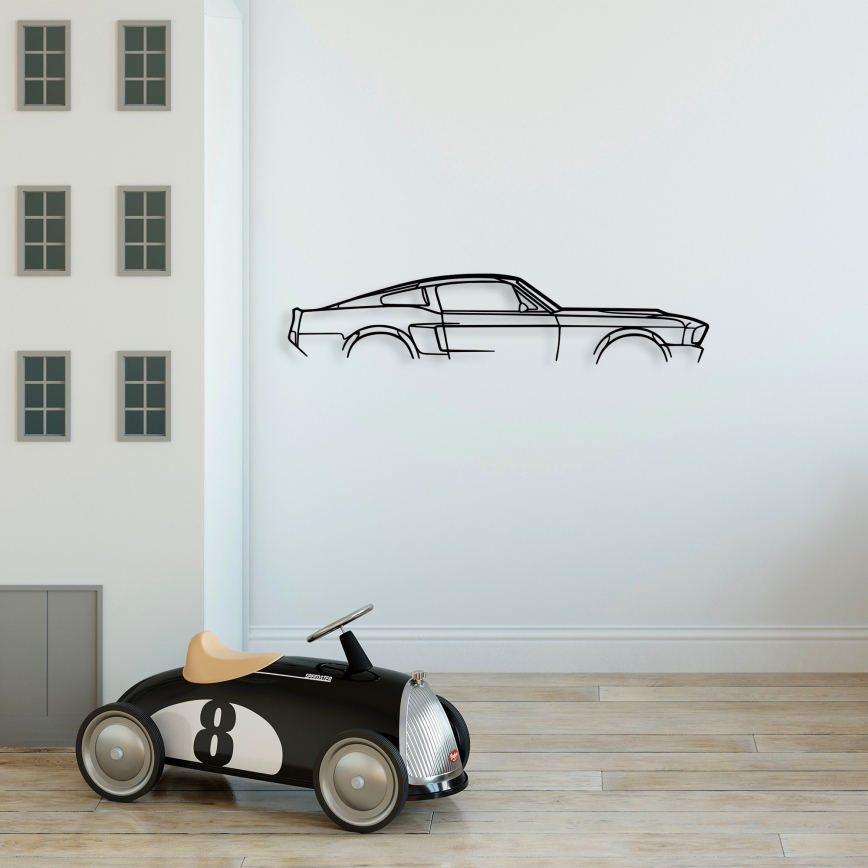 Decoración mural 70x15 cm coche metal