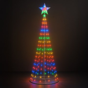 Decoración navideña exterior LED RGBW regulable LED/4W/230V 180 cm IP44 árbol de Navidad + mando a distancia