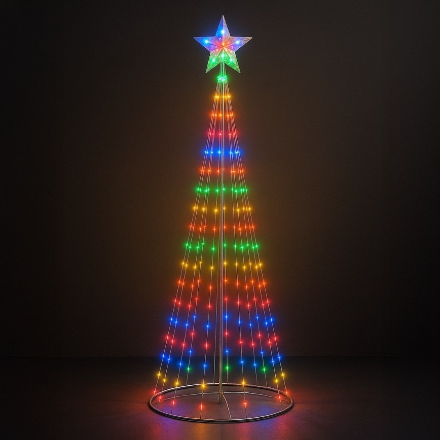 Decoración navideña exterior LED RGBW regulable LED/4W/230V 180 cm IP44 árbol de Navidad + mando a distancia