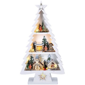 Decoración navideña LED 13xLED/2xAA — árbol de madera