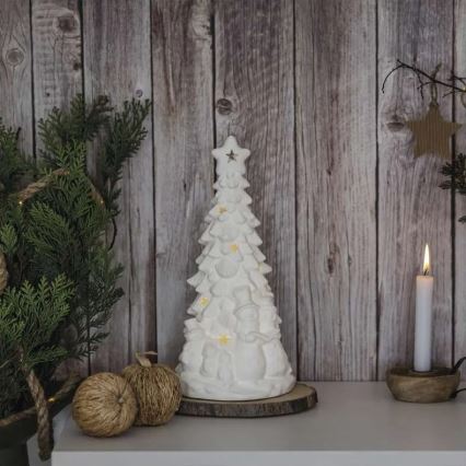 Decoración navideña LED, árbol de Navidad, blanco cálido, 2xAA