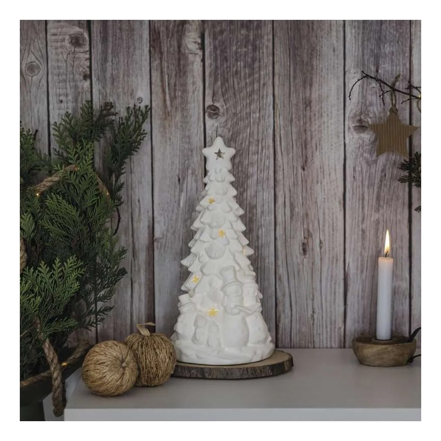 Decoración navideña LED, árbol de Navidad, blanco cálido, 2xAA