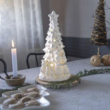 Decoración navideña LED, árbol de Navidad, blanco cálido, 2xAA