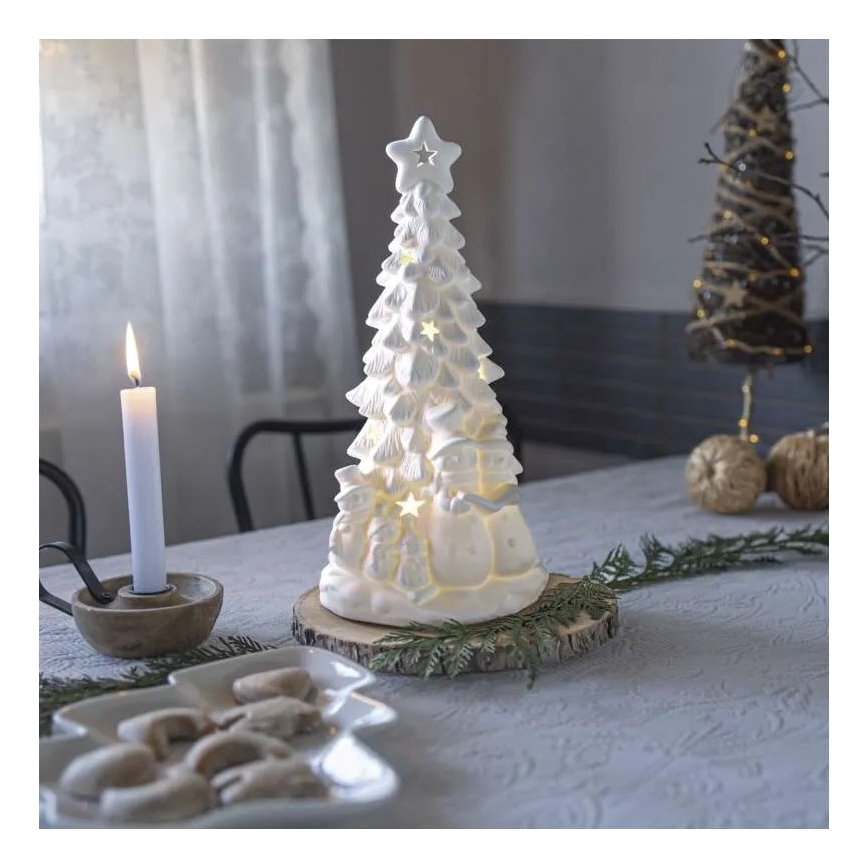 Decoración navideña LED, árbol de Navidad, blanco cálido, 2xAA