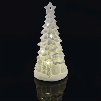 Decoración navideña LED, árbol de Navidad, blanco cálido, 2xAA