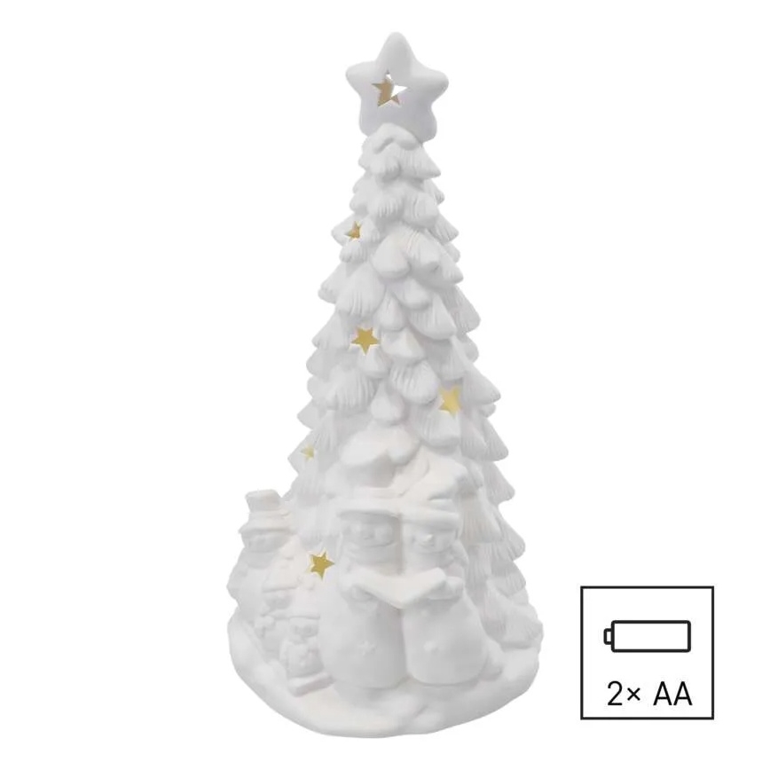 Decoración navideña LED, árbol de Navidad, blanco cálido, 2xAA