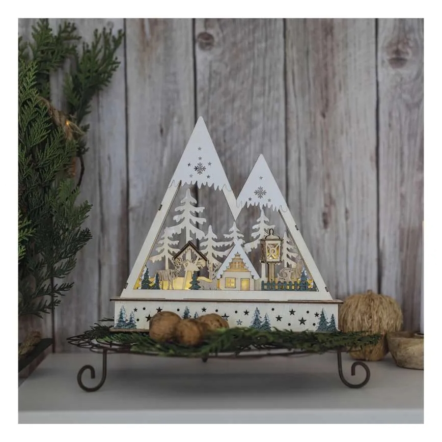 Decoración navideña LED LED/0,6W/2xAA paisaje navideño