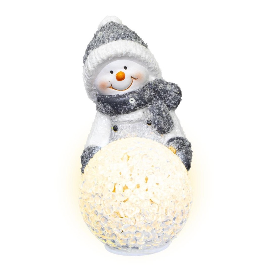 Decoración navideña LED LED/2xLR44/warm white muñeco de nieve con una bola de nieve