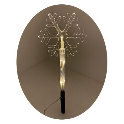 Decoración navideña LED para exterior en forma de copo de nieve, 3xLED/2xAA, IP44, blanco cálido