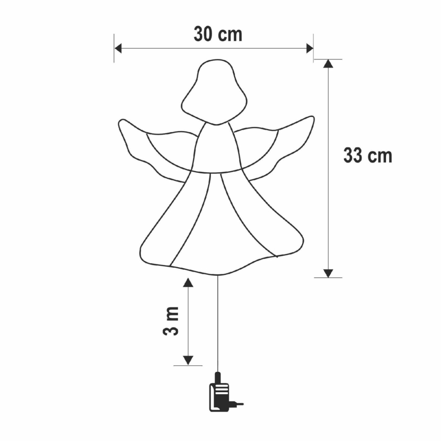 Decoración navideña LED para ventana 35xLED/3xAA IP44 ángel blanco cálido
