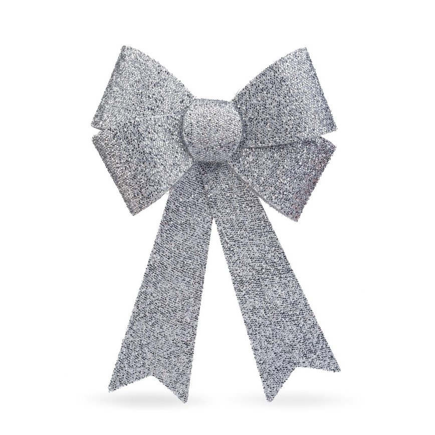 Decoración navideña LED RGB, 11 LEDs / 3x LR44, 40 x 30 cm, lazo plateado