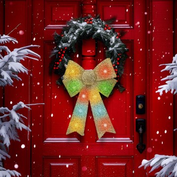 Decoración navideña LED RGB 11xLED/3xLR44 40x30 cm lazo dorado