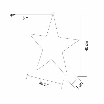 Decoración navideña LED — estrella de 45 cm, 320 LEDs / 230 V, blanco cálido