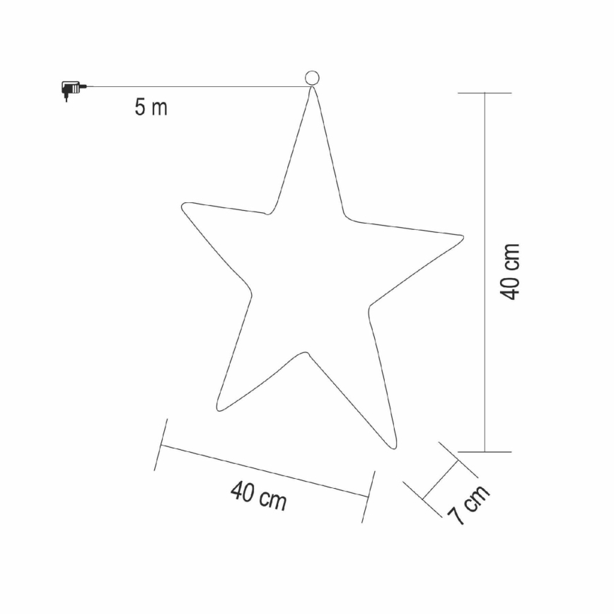 Decoración navideña LED — estrella de 45 cm, 320 LEDs / 230 V, blanco cálido