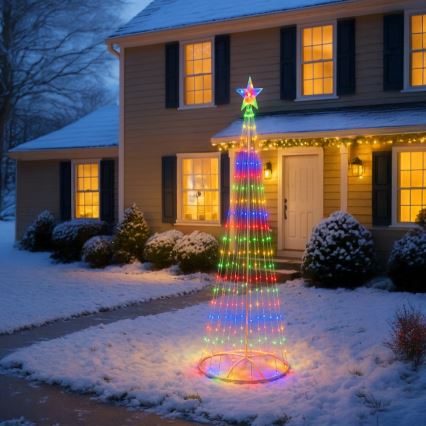 Decoración navideña exterior LED RGBW regulable LED/4W/230V 180 cm IP44 árbol de Navidad + mando a distancia