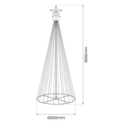Decoración navideña exterior LED RGBW regulable LED/4W/230V 180 cm IP44 árbol de Navidad + mando a distancia