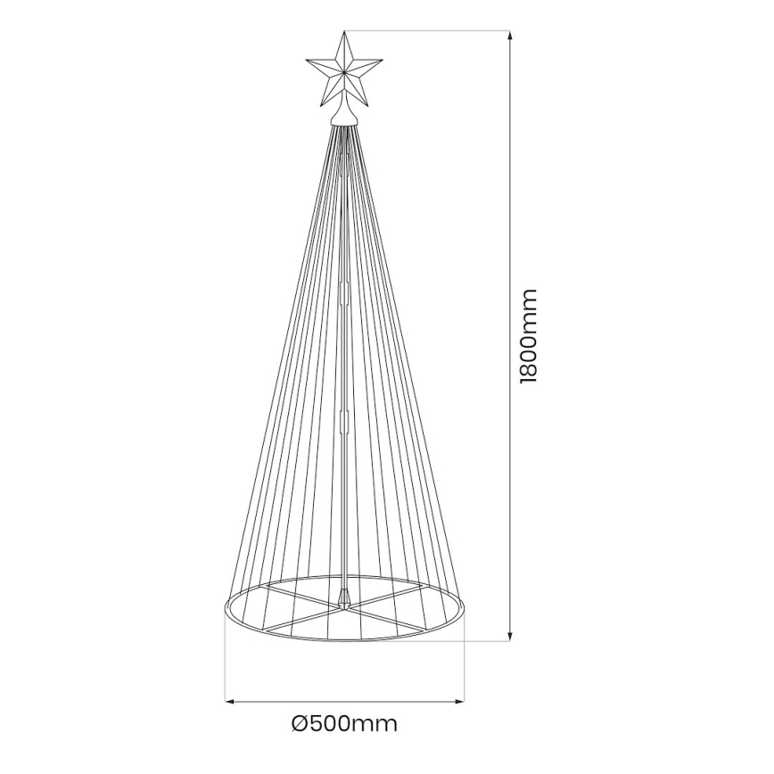 Decoración navideña exterior LED RGBW regulable LED/4W/230V 180 cm IP44 árbol de Navidad + mando a distancia