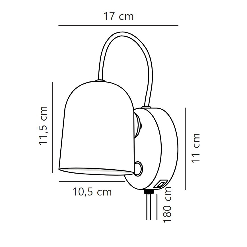 DFTP by Nordlux - Foco de pared con USB port ANGLE 1xGU10/25W/230V negro