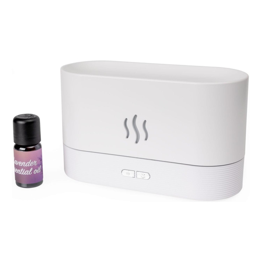 Difusor de aromas y humidificador de aire ultrasónico LED RGB con retroiluminación 180ml blanco