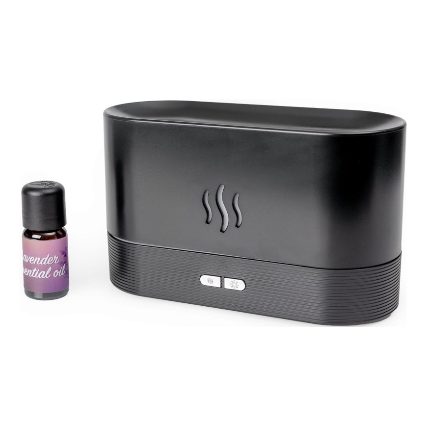 Difusor de aromas y humidificador de aire ultrasónico LED RGB con retroiluminación 180ml negro