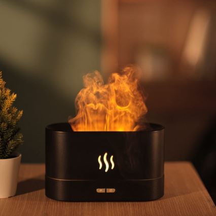 Difusor de aromas y humidificador de aire ultrasónico LED RGB con retroiluminación 180ml negro