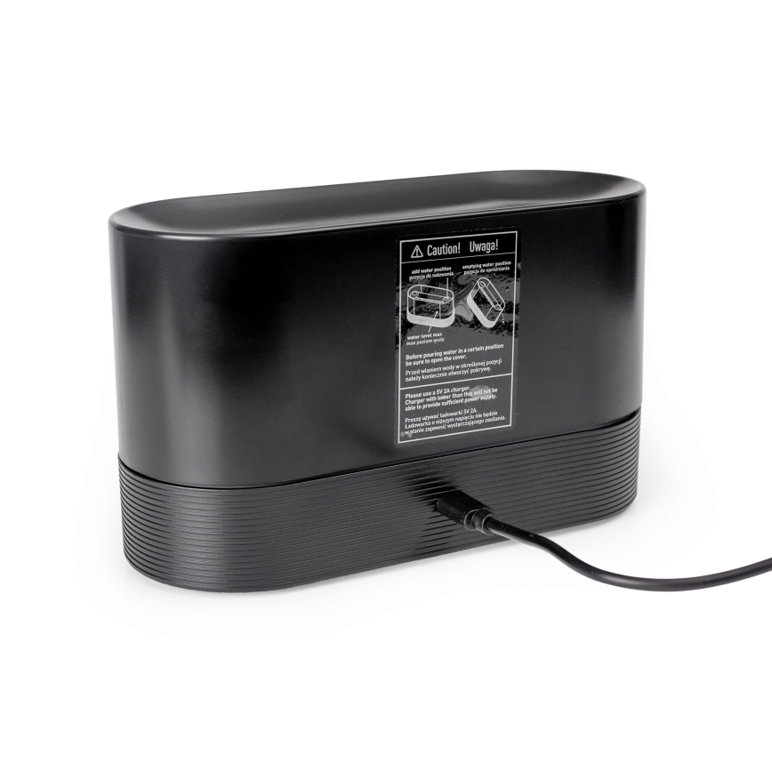 Difusor de aromas y humidificador de aire ultrasónico LED RGB con retroiluminación 180ml negro