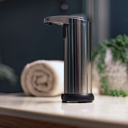 Dispensador de jabón sin contacto con sensor 4xAAA acero inoxidable